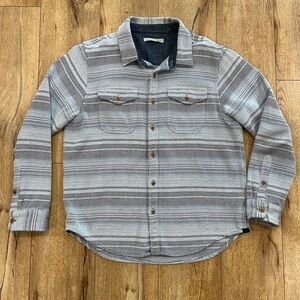 Outerknown Men’s Blanket Shirt Casual Button Down Shirt with Stripes (Size: L)